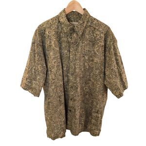 Johari West Batik Hawaiian Shirt Short Sleeve Green XL